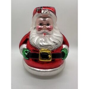 Dept 56 Handblown Mercury Glass‎ Santa Candle Holder Two Sided 7.5"